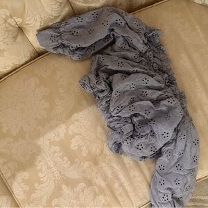 cropped anthropologie eyelet top baby blue